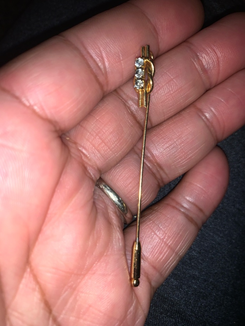 Vintage Gold-Tone Rhinestone Stick Pin